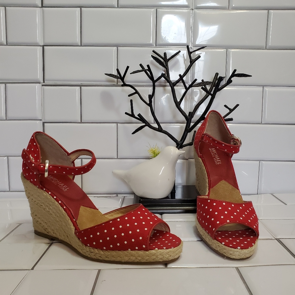 MICHAEL MICHAEL KORS Red Polka Dot Espadrille  Wed